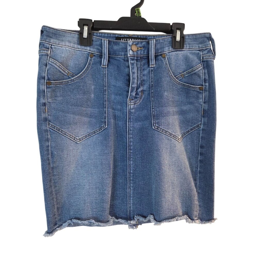 Liverpool Los Angeles Stretch Denim Skirt Size 4 Waist‎ 27